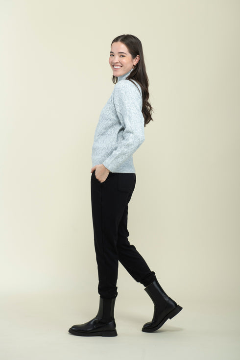 Ella-Cabled Mock Neck